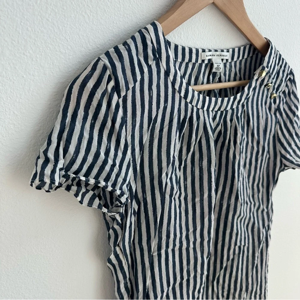 Banana Republic Striped Navy and White Blouse - Picture 5 of 7